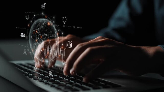 Global business network connecting digital economy and data exchange. Global business expands market, business shares data, global drives finance, and global business supports insight. Marrow