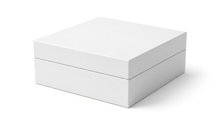 Naklejka premium A closed white gift box on a plain white background with soft shadow