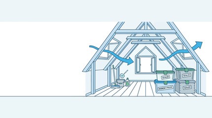 Diagram showing air ventilation and circulation in an attic loft space. © alfan fikri