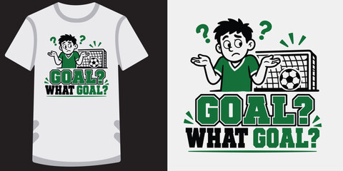 Confused soccer player character shrugging in front of goal net illustration design. © MST. RATNA AKTER