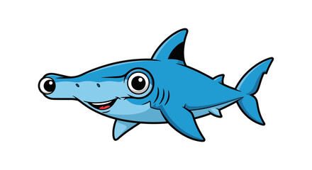 Fototapeta premium Cute Cartoon Hammerhead Shark Character