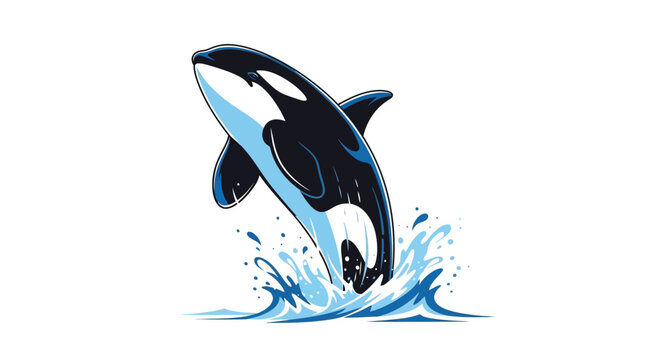 Jumping Orca Whale Illustration