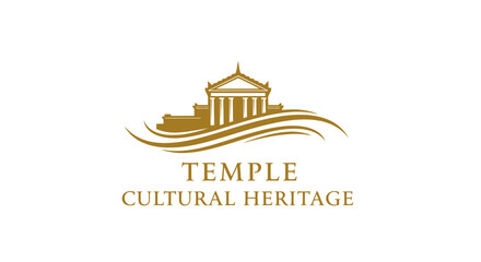Naklejka premium Elegant temple logo cultural heritage symbol on white background