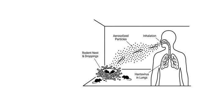 Medical diagram showing how histoplasmosis fungal spores are inhaled from bird droppings.