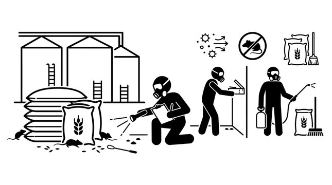 Pest Control and Fumigation Service in Grain Warehouse.