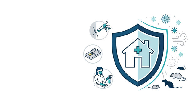 Pest control and home protection illustration.