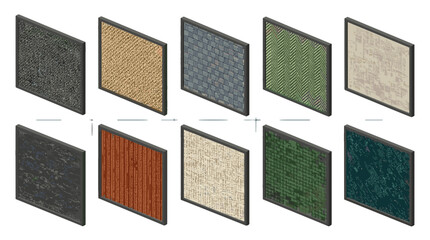 Fototapeta premium Collection of textured wall panels in various colors and finishes