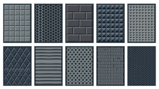 Collection of various textured wall panels for interior design