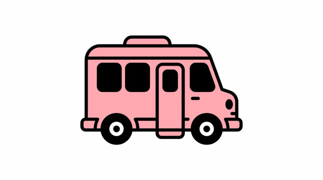Cute Pink Van Illustration for Transportation and Travel Themes
