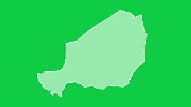 Niger map glow trace outline animation green background