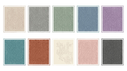 Fototapeta premium Set of textured fabric swatches in various colors and patterns