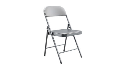 Fototapeta premium A simple gray folding chair on a white background