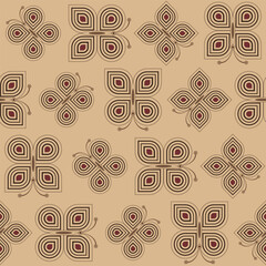 Fototapeta premium Seamless Brown Earth Tone Butterfly Pattern Vector Background