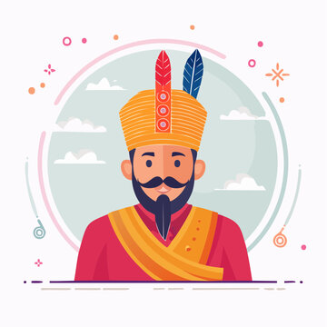 Illustration of a Man in Traditional Indian Attire