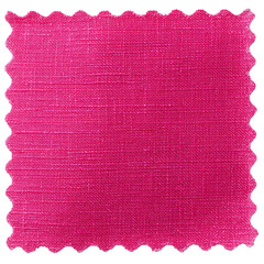 Fototapeta premium Vibrant fuchsia fabric swatch with scalloped edges isolated on transparent background
