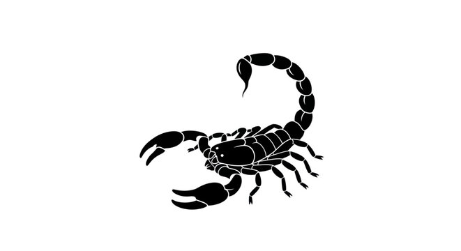 Black Scorpion Silhouette Icon Isolated on White Background, Danger Symbol