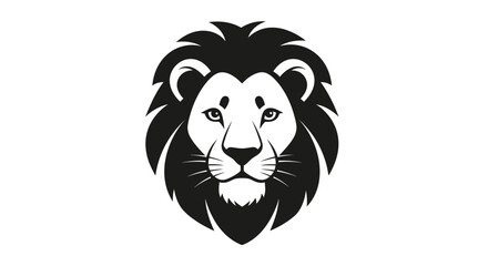 Fototapeta premium Majestic Lion Head Silhouette Icon, King of the Jungle Symbol, Black and White Vector Art