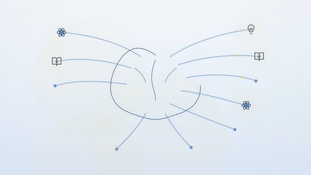 Minimalist Line Art Brain Neural Network Data Visualization