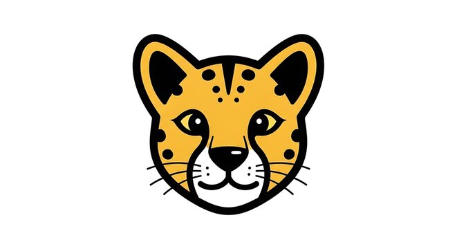 Cartoon leopard head illustration closeup.