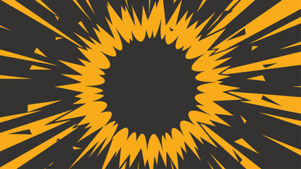 Comic book explosion background with yellow speed lines and radial sunburst. © Dijee Art