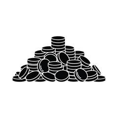 Stack of black shiny metal coins. © Fina