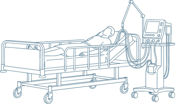 Hyperbaric oxygen therapy chamber medical treatment equipment with patient healthcare technology vector illustration design