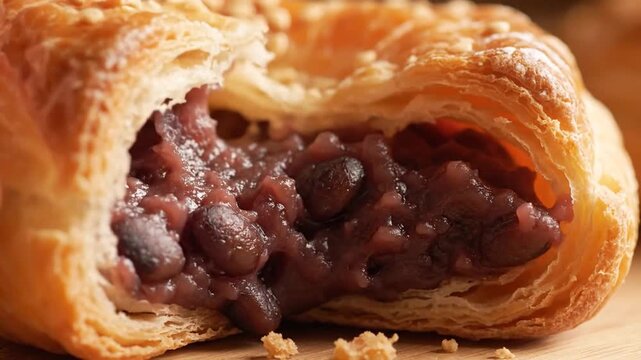 Flaky pastry filled with sweet red bean paste