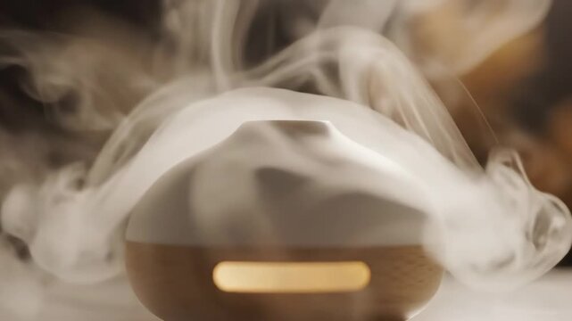 Aromatherapy diffuser emitting a gentle plume of fragrant steam, creating a serene atmosphere.