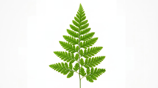 Green fern frond isolated on white background