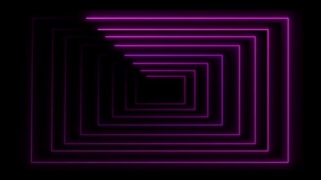 Futuristic Concrete Corridor Neon Light Animation, Moving Forward Through Blue and Purple Glowing Tunnel Background