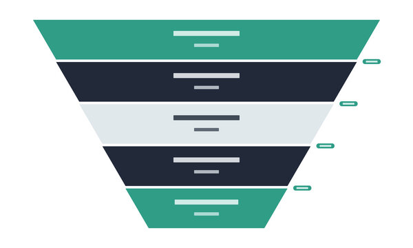 Sales funnel five stage template vertical conversion vector infographic editable business marketing pipeline lead nurturing presentation