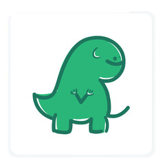 Fototapeta premium Cute hand drawn green dinosaur character illustration.