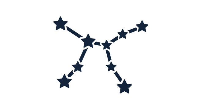 Dark Blue Constellation of Stars Connected by Lines on White Background