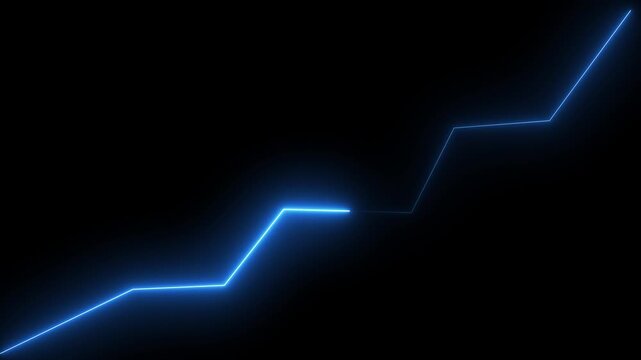 Abstract Glowing Neon Global Business up ward Graph Line Animation, Financial Decline Arrow Motion Background