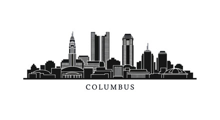 Fototapeta premium Columbus skyline silhouette, modern cityscape, urban architecture, vector illustration