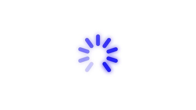 Glowing Circular Loading Wheel Animation on white and black Background.