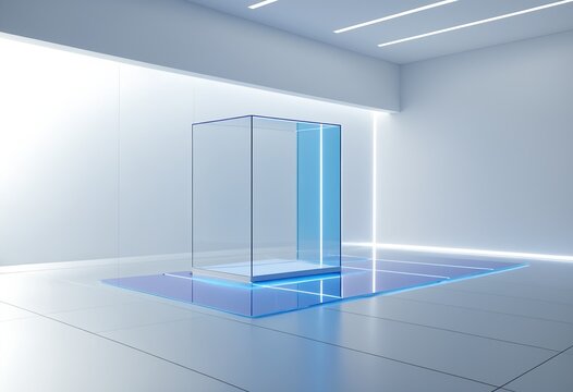 Abstract futuristic science background representing quantum computing, advanced materials research, AI laboratory development, and sleek R&D tech facility