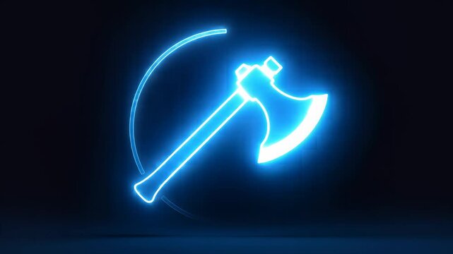 Blue Neon Axe Symbol for Parshuram Jayanti Festival Concept