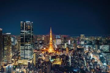 Obraz premium Beautifull night view of Tokyo at Roppongi Hills Observation,Japan