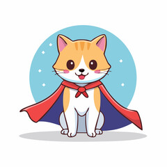 Obraz premium Cute Cat Superhero Cartoon Illustration