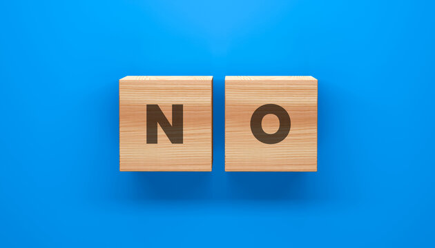 Two wooden cubes showing N and O on blue background