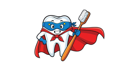 Superhero Tooth with Toothbrush, Dental Care, Healthy Smile © Roni