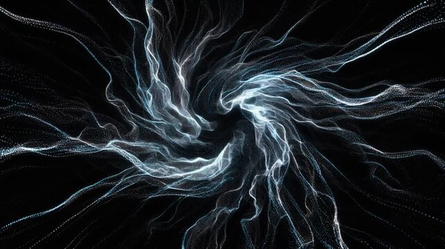 Electricity crackles and arcs through dark space with abstract energy lines swirling.