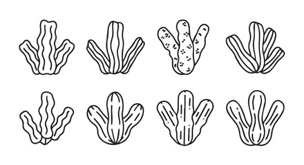 Fototapeta premium Hand-drawn sketch illustration of diverse succulent plants and cacti set with succulent botanical tropical illustration collection isolated environment abstract houseplant decoration