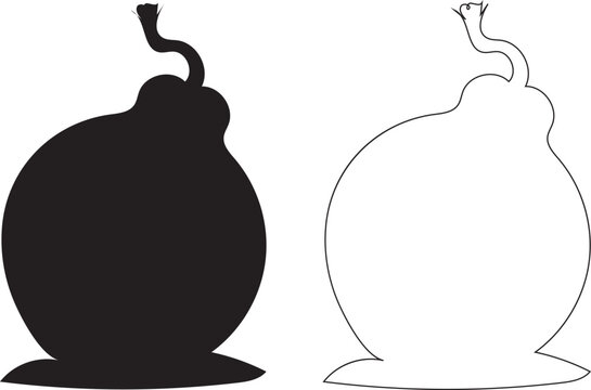 Bomb with fuse and shadow on white background for design elements