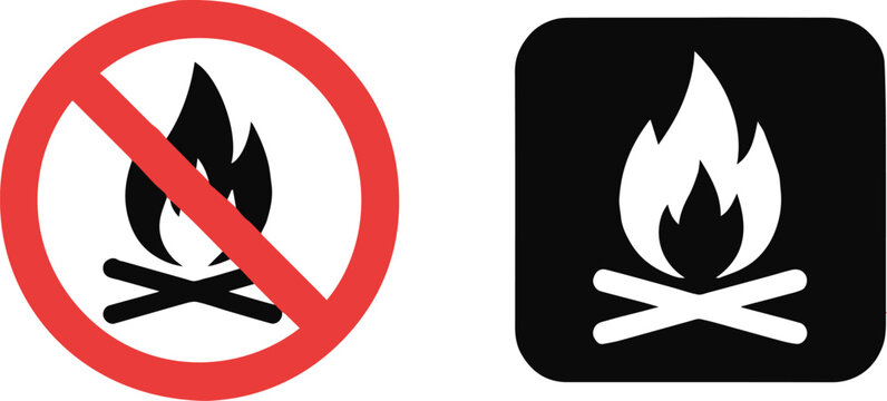 campfire no campfire and allowed campfire icons vector