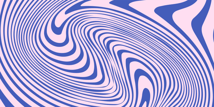 Abstract background pattern with colorful waves. Psychedelic groovy trippy y2k retro seamless pattern in blue and pink colors. Wavy and swirled brush strokes liquid background illustration art concept