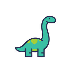 Naklejka premium Cute cartoon green long neck dinosaur icon.