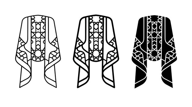 Elegant Kaftan Vector Icons, Traditional Islamic Clothing Silhouette, Moroccan Djellaba Outline, Arabic Fashion Apparel Graphics, Versatile Apparel Design Elements