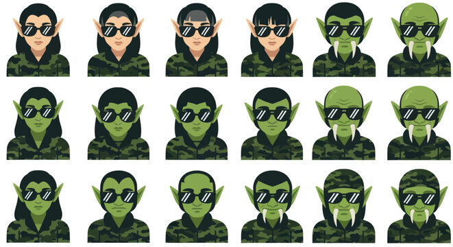 Fantasy Characters Collection: Elves and Orcs in Camouflage Outfits